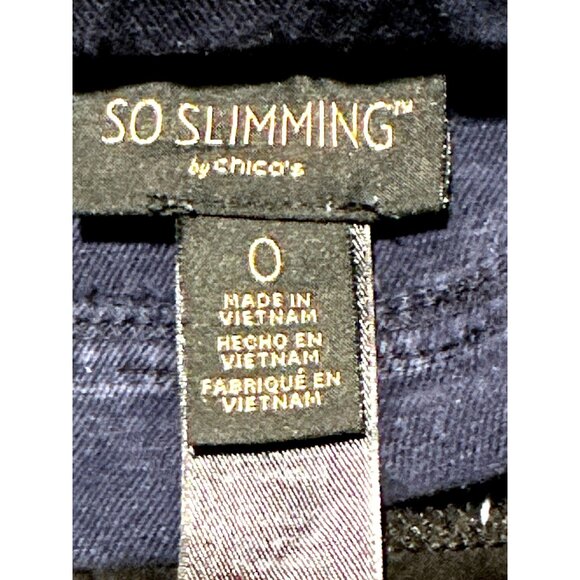 Chicos So Slimming Womens Cargo Jeans With Zip Details Slim Fit Dark Wash Size 0 - Picture 2 of 7